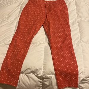 Pink polka dot high rise dress pants